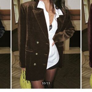Commense Retro Brown Velvet Women's Blazer